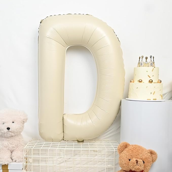 Cream D Letter Balloons,40 Inch Letter D Balloon Beige,Helium Custom Letter Balloon for Birthday Anniversary Party Decorations