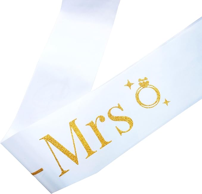 Bride to Be Sash, White Bachelorette Hen Party Decorations with Gold 'Miss Mrs', Funny Bridal Shower Gifts for Women, Future Wifey Engaged Era Supplies, I Said Yes Wedding Proposal Favors