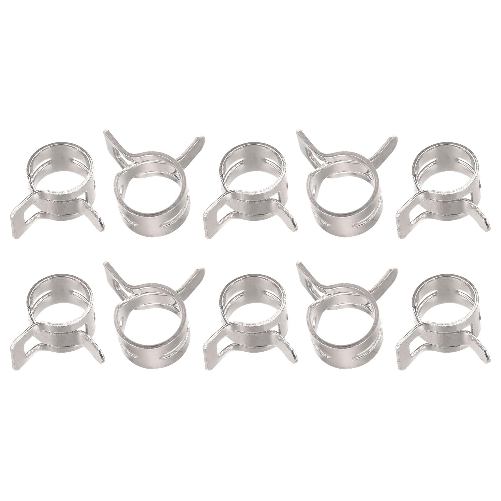 uxcell 10pcs 8mm Spring Band Type Action Fuel/Silicone Vacuum Hose Pipe Clamp Low Pressure Air Clip Clamp, Nickel Plated