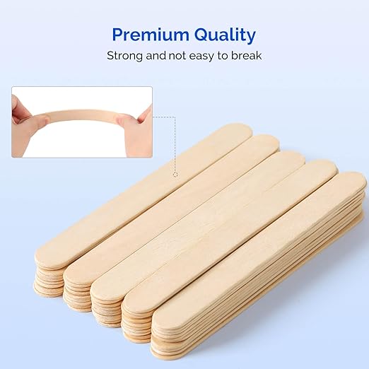 JMU Tongue Depressors Sterile 100 Count, 6" Tongue Depressors Wood Individually Wrapped for Medical Popsicle Crafts