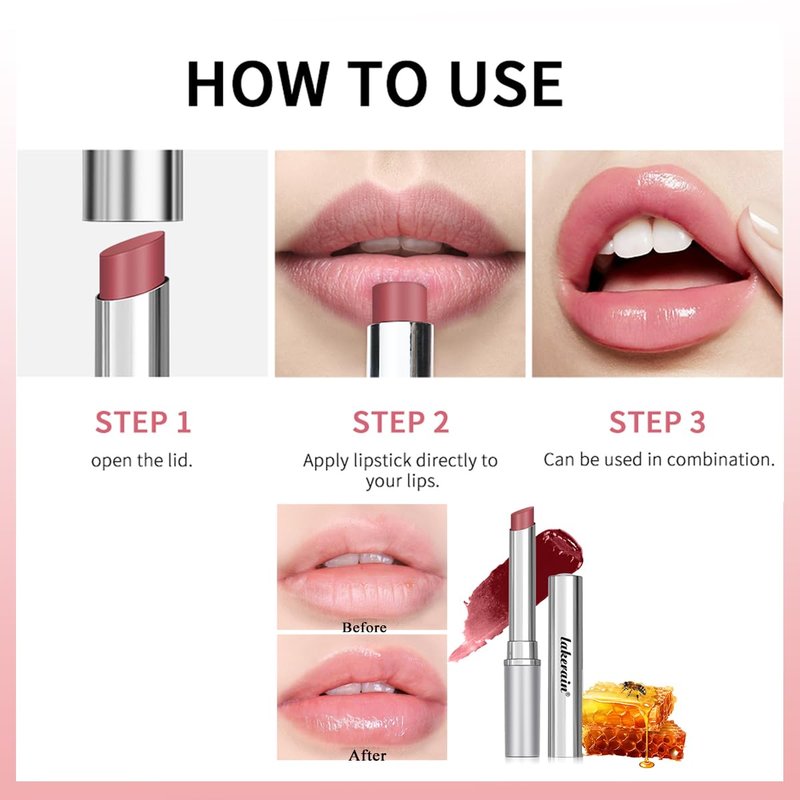 SHEEYOON Honey Lipstick Tinted Lip balm, Hydrating Nourishing Sheer Formula Lipstick, Natural Glossy Finish (1 PC PINK)