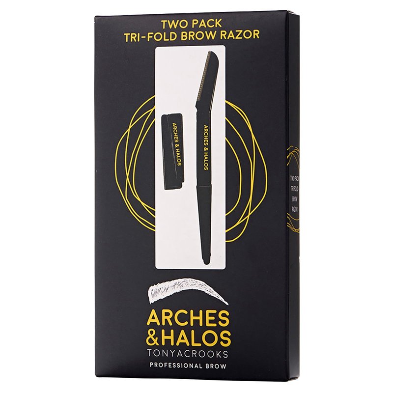 Arches & Halos Two Pack Tri-Fold Brow Razor - Remove Unwanted Hair and Precisely Shape Brows - Soften Skin Without Irritation - Ophthalmologist and Dermatologist Tested - 2 pc (Pack of 3)