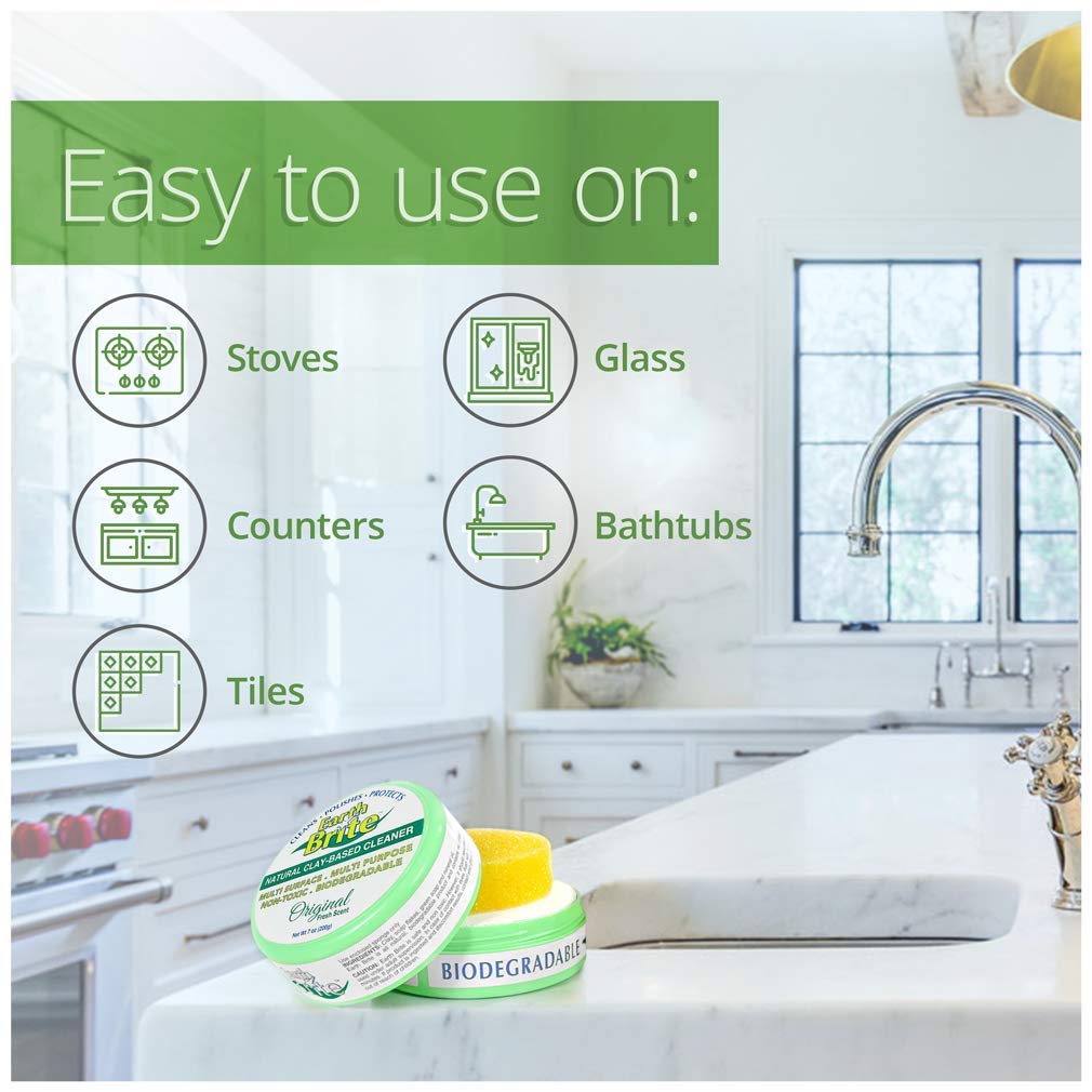 Earth Brite Clay Bar All Purpose Cleaner – Multi Surface Cleaner for Kitchens, Showers, and Hard Surfaces – 100% Natural Cleaning Product