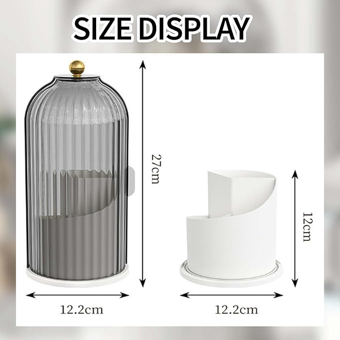 Sliding Lid Toothbrush Organizer, Toothbrush Holders with Sliding Lid, 360° Rotating Dustproof Concealed Toothbrush Holder, 3-Slot Varying Heights, Ideal for Bathroom, Makeup & Travel (2Pcs Black)