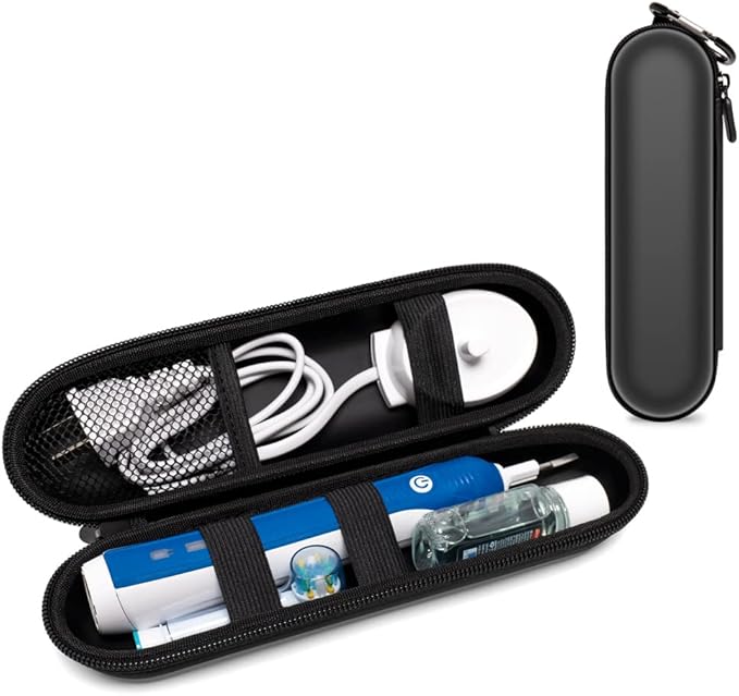 Nincha EVA Electric Toothbrush Case - Durable Hard Shell Travel Case with Mesh Pocket - Fits Most Powered Toothbrush Products (Black)