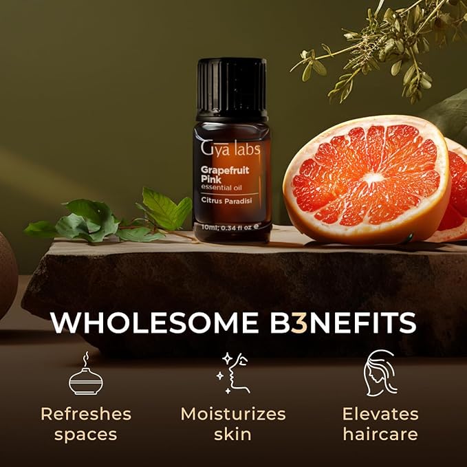 Gya Labs Grapefruit Essential Oil - 0.34 Fl Oz - for Hair, Skin, Diffuser, Aromatherapy & DIY Candle Making Scent