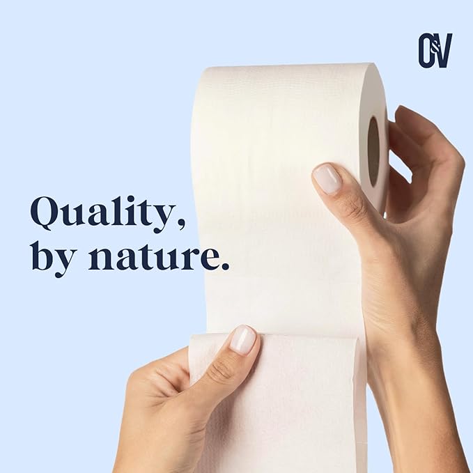 Ollie & Vince Bamboo Toilet Paper | Sustainable, Eco-Friendly, Plastic-Free & Tree-Free, Organic | 24 Rolls, 3-Ply, Soft, Strong & Septic Safe, Unscented | Premium Bathroom Tissue