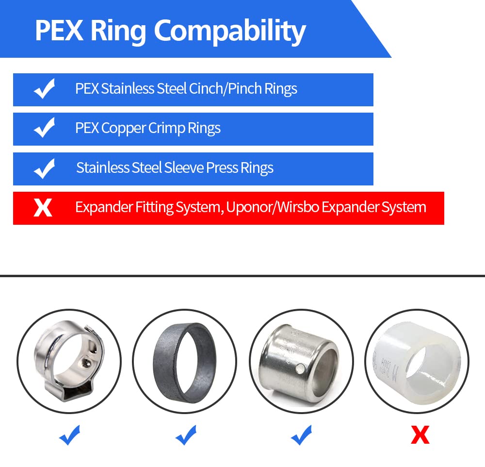 90pcs 1/2" PEX Fittings, Elbow TEE Straight Couplings Set, PEX Brass Crimp Fitting Combo with Tees, Elbows, Straights