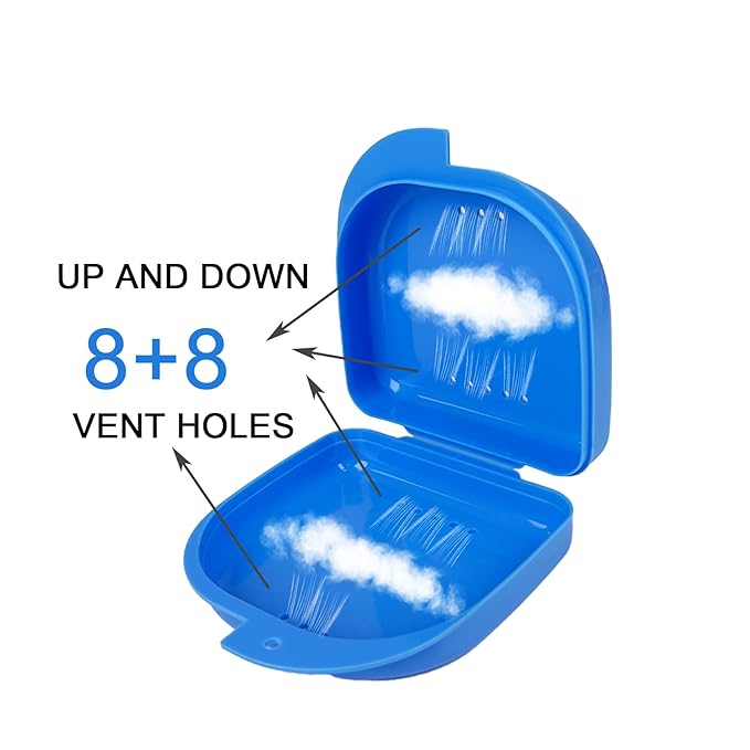 60PCS Retainer Case with Vent Holes,Larger Size 10 Color Denture Case,Portable Multi-Purpose Mouthguard Storage for Travel Home Office Business Trip