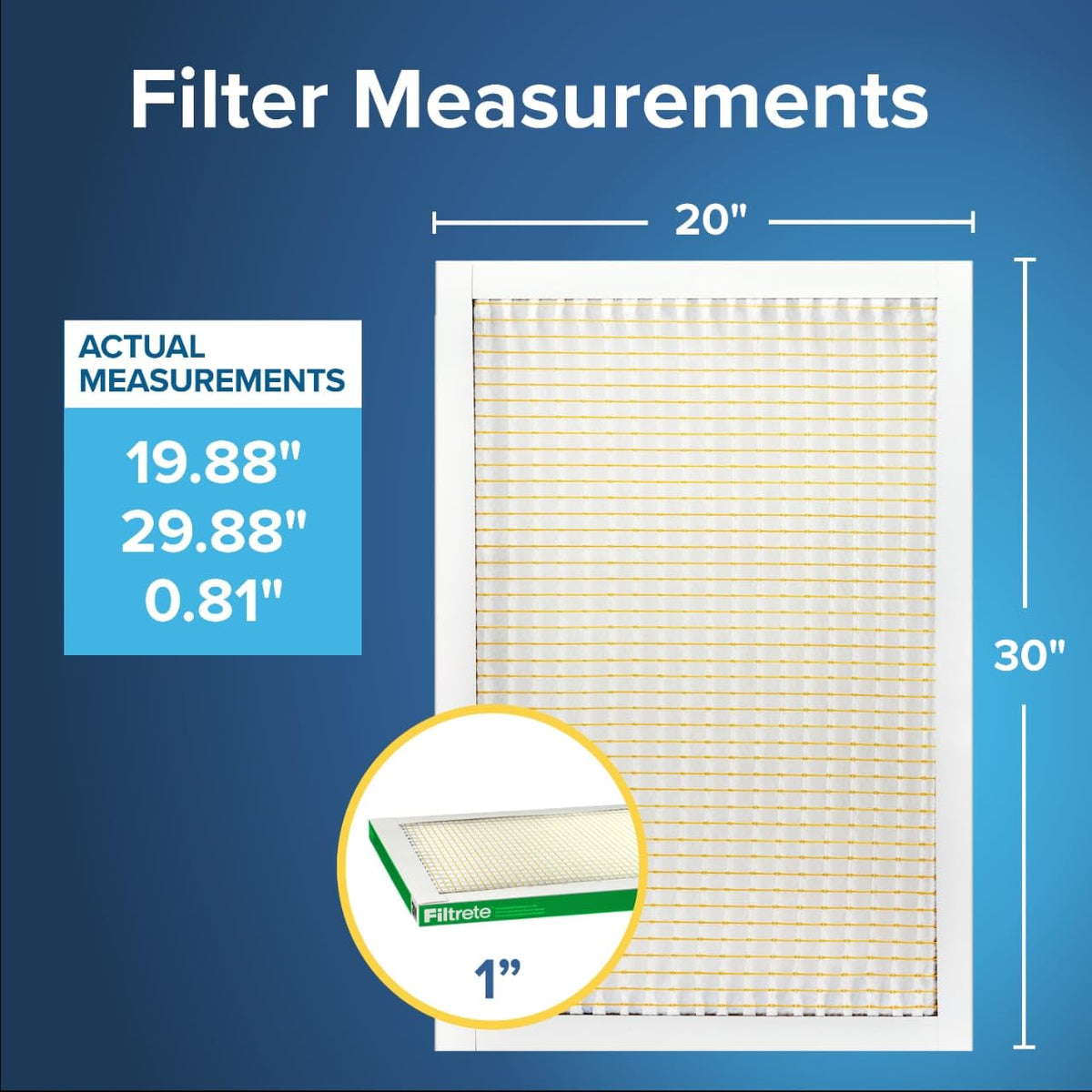 Filtrete 20x30x1 AC Furnace Air Filter, MERV 8, MPR 700, Tough on Pollen, Easy on Airflow, 3-Month Pleated 1-Inch Electrostatic Air Cleaning Filter, 4-Pack (Actual Size 19.880 x 29.880 x 0.8125 in)
