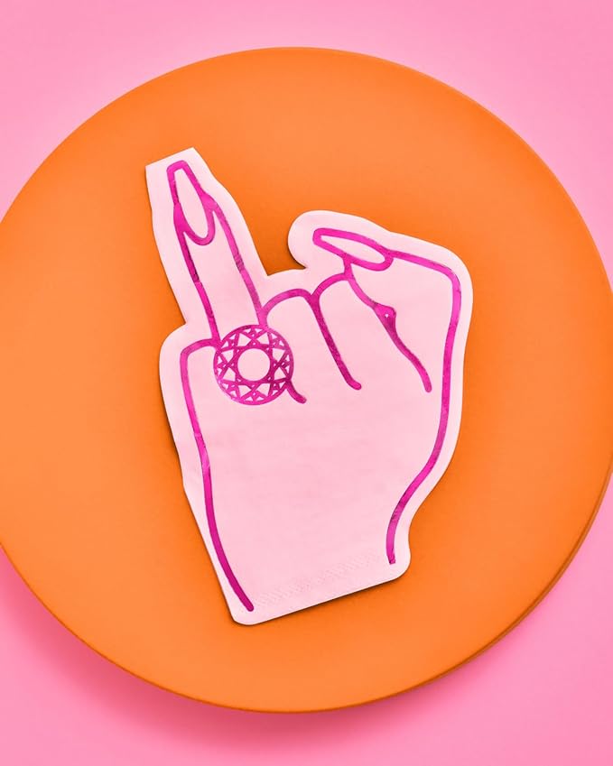 xo, Fetti Bachelorette Party Ring Finger Napkins - 25 count | Rose Gold + Pink 3-ply Cocktail Napkins, Bach Decorations, Bridal Shower Gift, Engagement Party