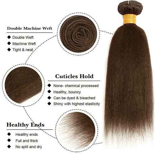 Condescension Human Hair Bundles 20 22 24 Inch Color 4 Kinky Yaki Wave Human Hair Bundles Unprocessed Brazilian Virgin Hair for Black Women