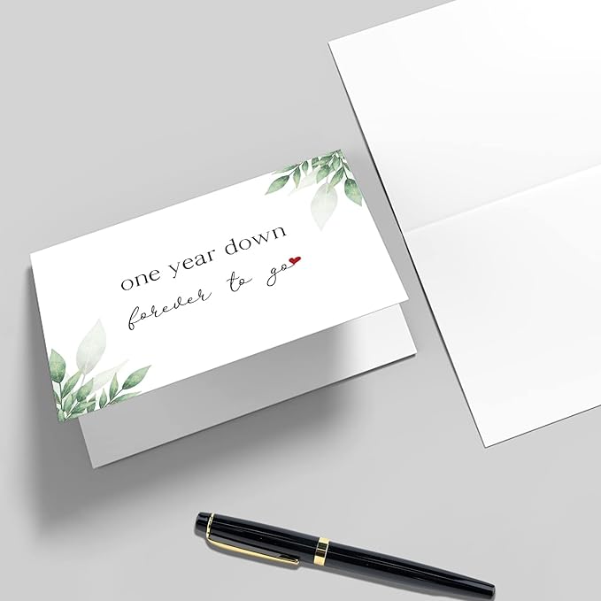 Qiliji Romantic 1st Anniversary Card, Happy 1st Anniversary Card for Him Her, First Year Wedding Anniversary Card, 1 Year Down Forever To Go