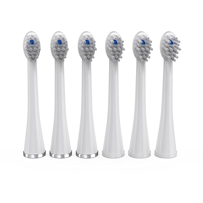 Waterpik Genuine Compact Size Replacement Brush Heads With Covers for Sonic-Fusion Flossing Toothbrush SFRB-2EW, 6 Count White