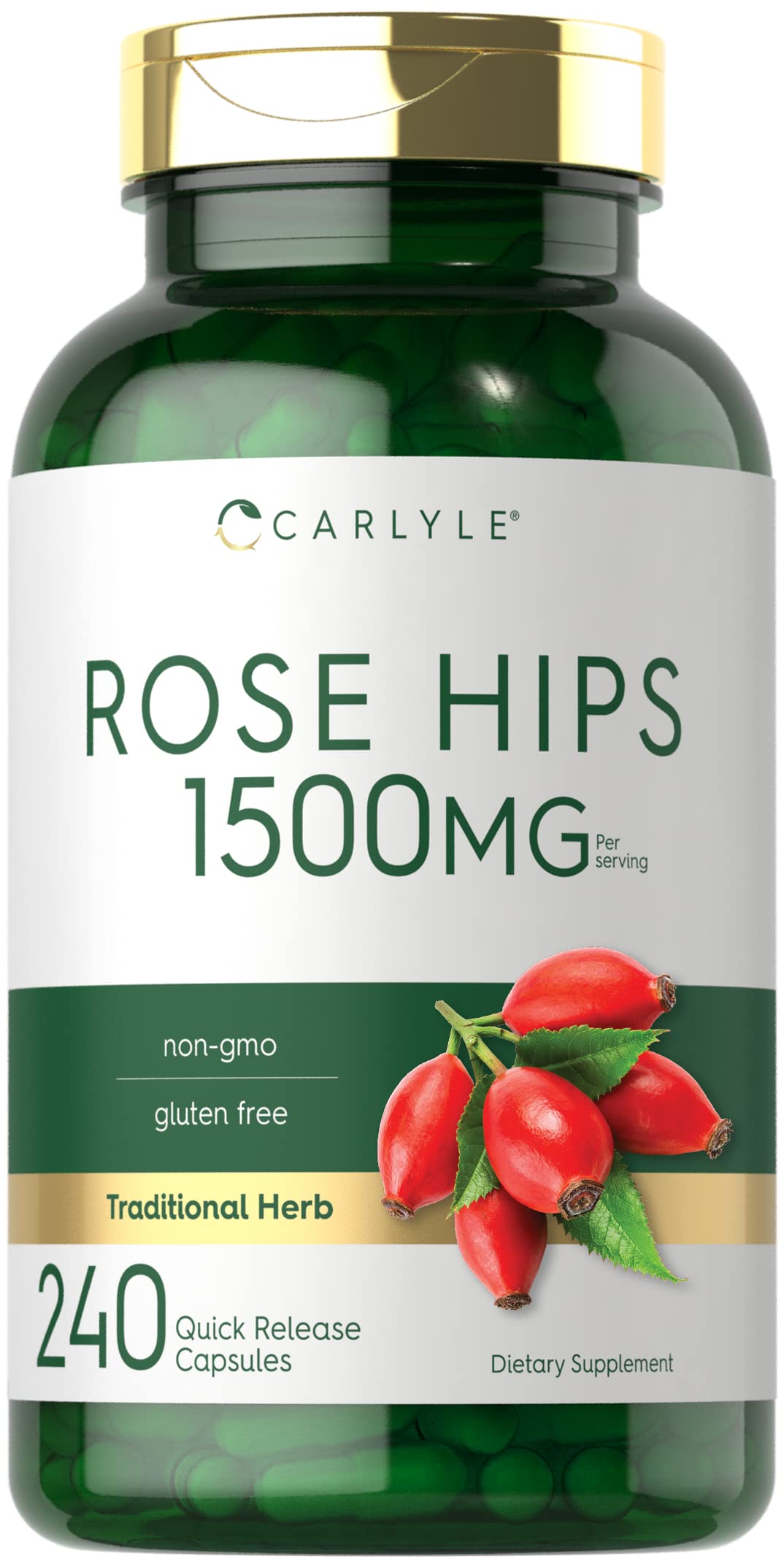 Carlyle Rose Hips | 1500mg | 240 Quick Release Capsules | Non-GMO and Gluten Free Herbal Supplement