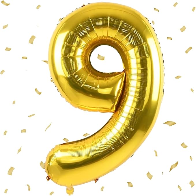 40 inch Gold Number Balloon Giant Foil Helium Balloons Gold Number 9 Balloon for 9th Birthday Party Anniversary Decorations Supplies