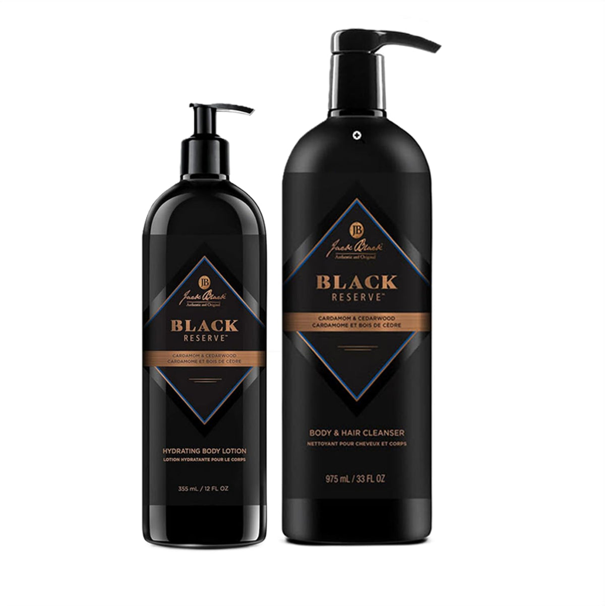 Jack Black - Black Reserve Body & Hair Cleanser, 33 Fl Oz – Dual-Purpose Men’s Cleanser Black Reserve Hydrating Body Lotion With Cardamom & Cedarwood, 12 Fl Oz.