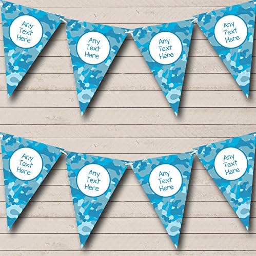 Blue Camouflage Personalized Birthday Party Bunting - Hanging Party Decoration - Birthday Party Banner Garland | Decorative Party Supplies