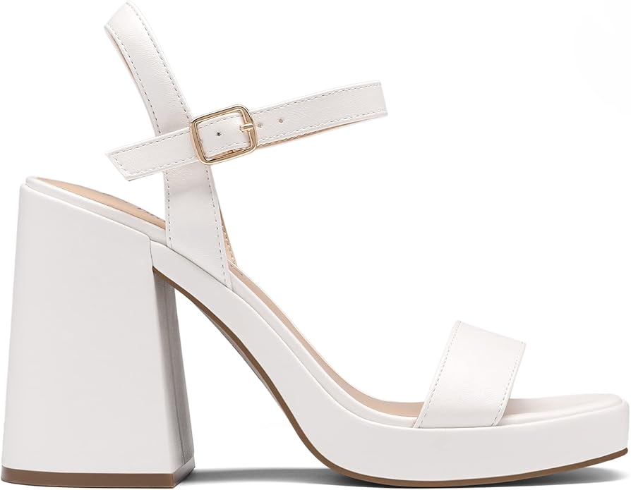 DREAM PAIRS Heels for Women Block Chunky Platform High Heels Open Toe Fashion Wedding Party Evening Prom Dance Ankle Strap Dress Pump Sandals Shoes