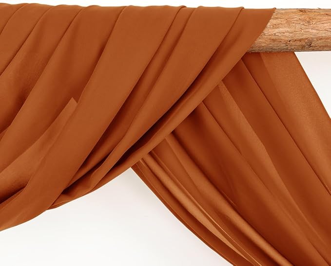 Wedding Arch Draping Fabric 30'' x 18FTSheer Chiffon Arch Drape Backdrop 2 Panel Terracotta Drapes for Photo Booth Bridal Shower Church Decor Newborn Photography Outdoor Party