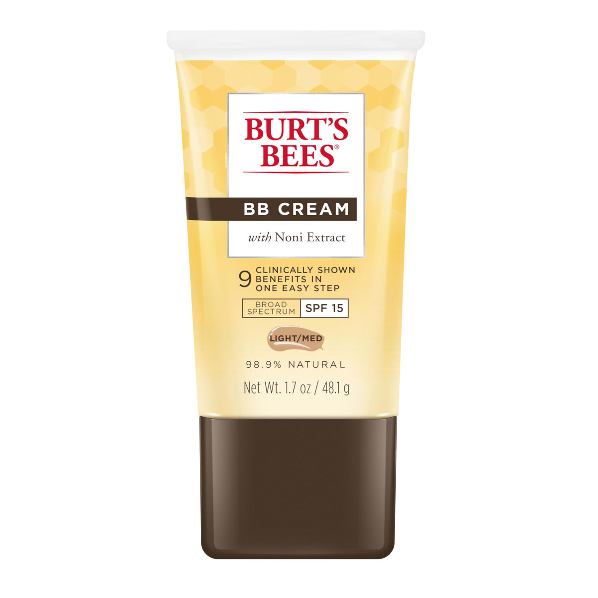 Burt's Bees BB Cream With SPF 15, Broad-Spectrum Sunscreen Tinted Lotion for All Skin Types, 98.9 Percent Natural Origin Skin Care, Light to Medium, 1.7 oz. Tube