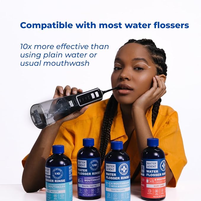 2 Pack Concentrated Water flosser Rinse & Mouthwash, Add to Oral irrigator, Apple Mint & Mint Flavor, Alcohol and Fluoride Free, Made in USA, Gum & Teeth Care