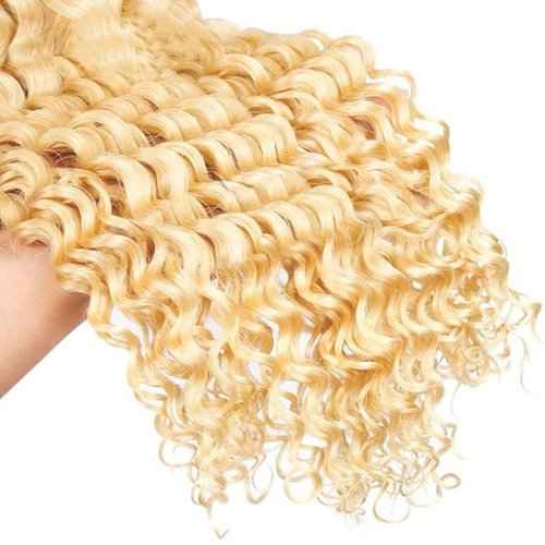 Condescension Human Hair Bundles 20 22 24 Inch Blonde 613 Deep Wave Bundles Human Hair Unprocessed Brazilian Virgin Quick Weave Hair for Black Women
