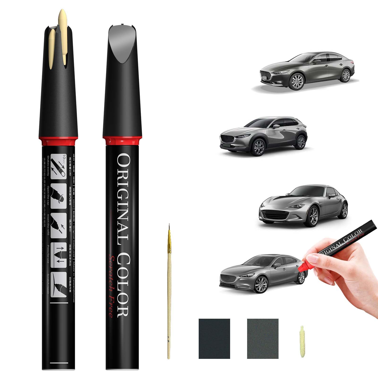 Carhoo Polymetal Gray Metallic (47C) Touch Up Paint Suitable For Mazda, 16Ml Genuine Custom Color