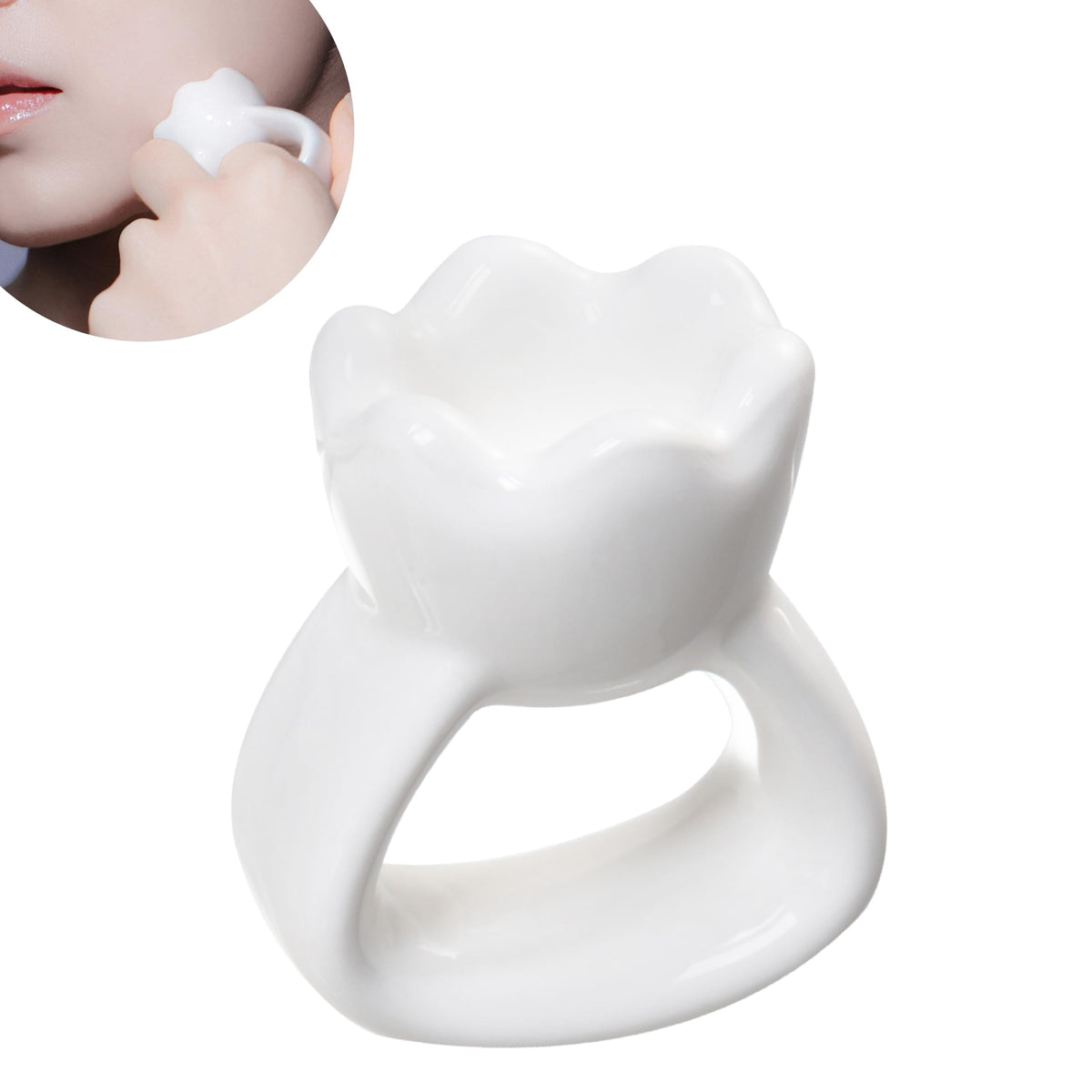 HAUA Ring Gua Sha, Korean facial tools, Premium Natural Ceramic, Massager, Multi-use Face & Body, Valentine's Day Gifts for Woman | 2oz