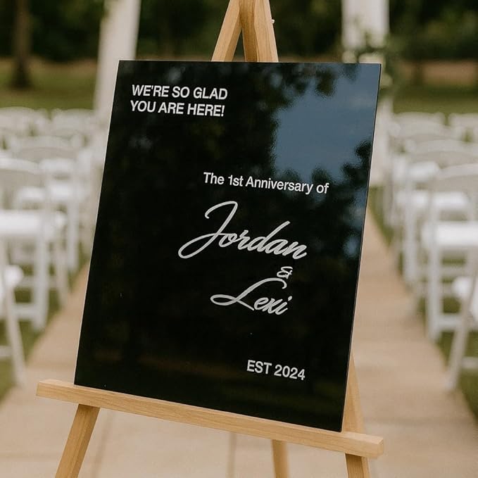 Black Acrylic Event Sign – Modern Decorative Sign for Weddings, Anniversaries, Birthdays, Parties & Special Occasions