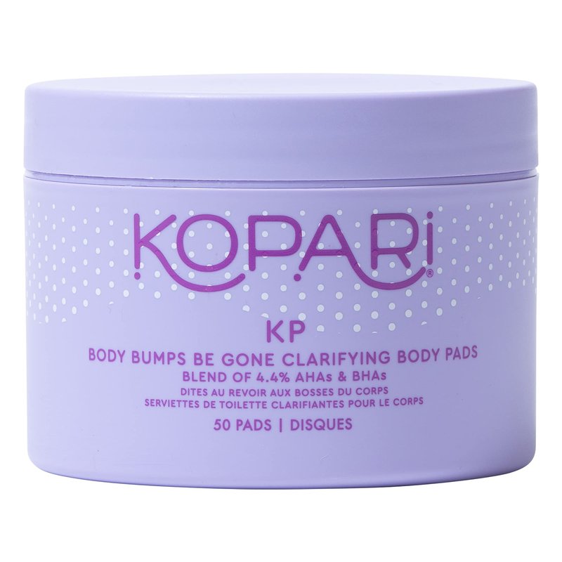 Kopari KP Body Bumps Be Gone Clarifying Body Pads with 4.4% AHAs & BHAs | Reduces the Appearance of Pores and Bumps | Brighten Dark Spots & Smooths Skin Texture | 50 Pads