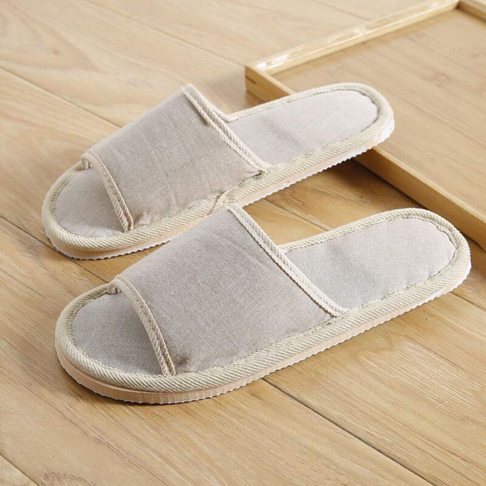 6 Pair of Open Toe Breathable Slippers,Solid Color Casual Slippers,Spa Slippers for Guests, Hotel, Travel, Unisex Universal Size Washable (6 beige medium size)
