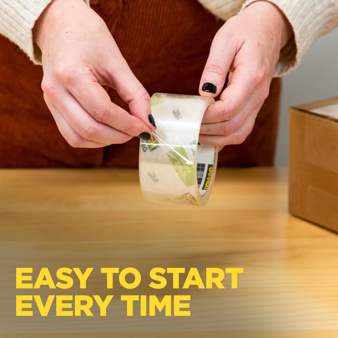 Scotch Sure Start Packing Tape, Clear, Quiet Unwind and Easy Start, 1.88 in. x 54.6 yd., 8 Tape Rolls