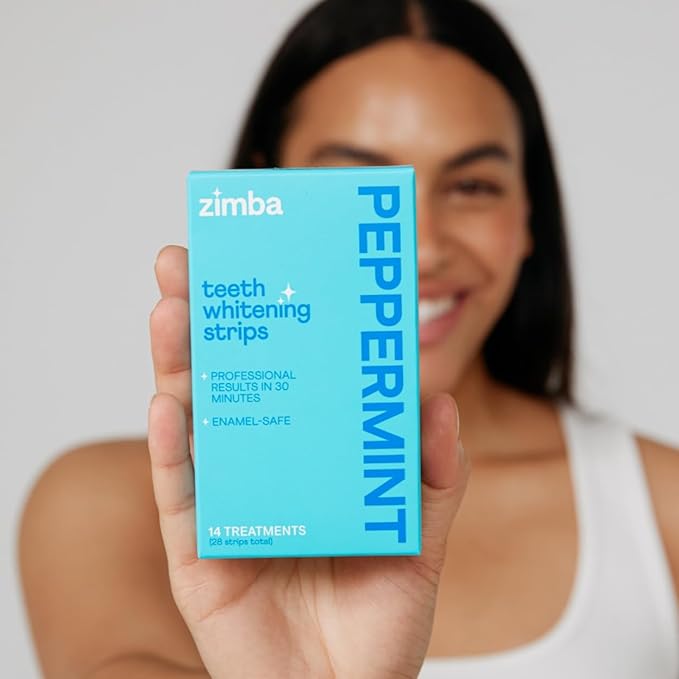 Zimba Teeth Whitening Strips 3-Pack Bundle (Mint, Spearmint, Peppermint) | Vegan Whitening Strip Enamel Safe Teeth Whitening Hydrogen Peroxide Teeth Whitener for Coffee, Wine, Tobacco, & Other Stains