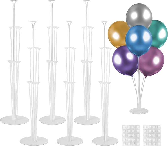 6 Sets Balloon Stand Kits, Balloon Sticks with Base for Table Centerpieces Graduation Birthday Baby Shower Gender Reveal Party Decorations
