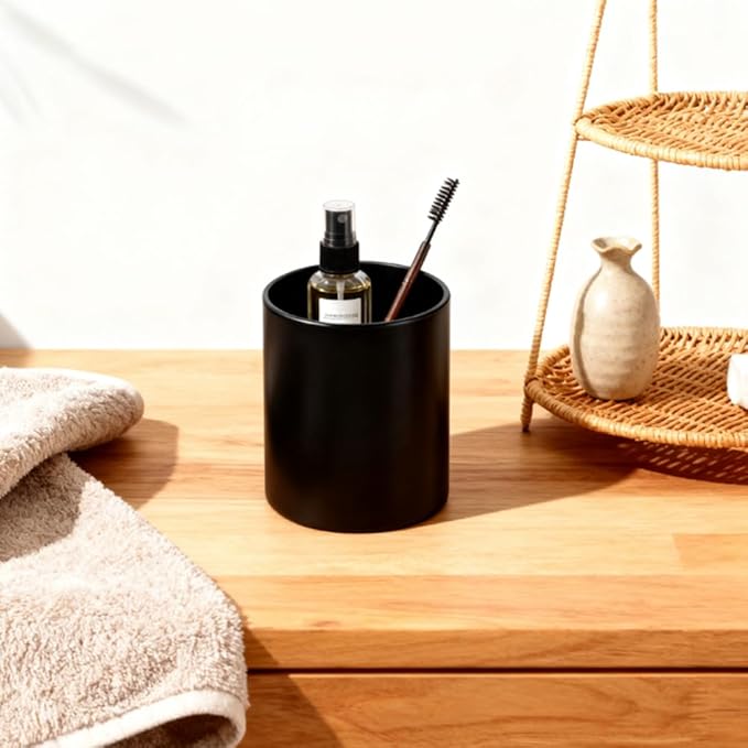 Toothbrush Holders Ceramic Toothbrush Holders for Bathrooms Reusable Black Toothbrush Holder Handmade Reactive Glaze Stonewre Makeup Brush Holder, Pen Holder for Home Desktop Storage