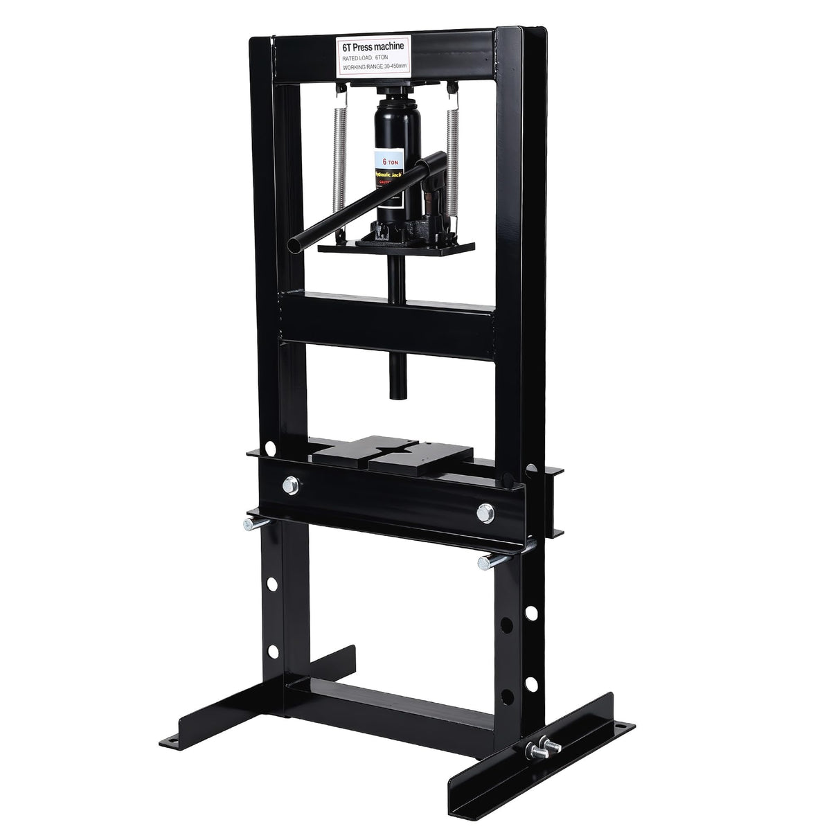 6 Ton Hydraulic H-Frame Shop Press, Heavy Duty Manual Hydraulic Press Machine with Adjustable Bed & Stamping Plates, Metal Worki
