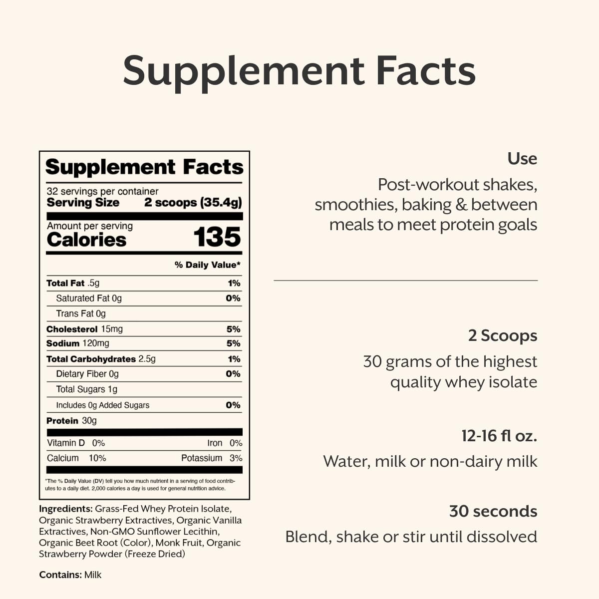 ProMix Nutrition Whey Protein Isolate Powder, 31g Grass Fed Whey Isolate, 6.6g BCAAs, Gluten Free, Keto Friendly, Strawberry, 5lb