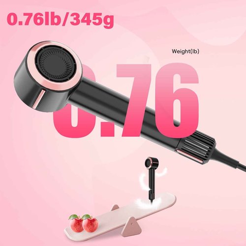 CINOSTAR Hair Dryer with Smart Cool and Hot Air Circulation, 1600W Brushless Motor,Magnetic Attachments 2 Nozzles, Fast Drying Ionic Technology, Frizz Free Hair Scalp Care,Black Gold