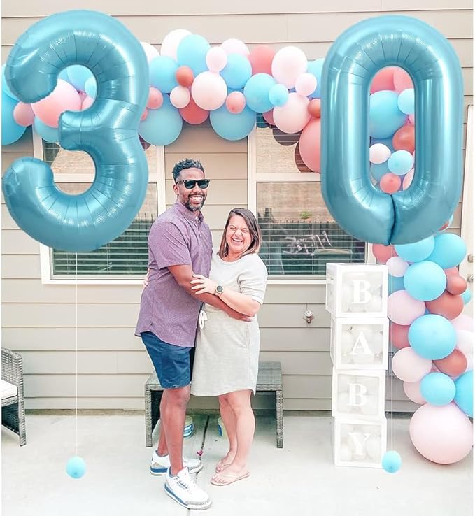 Pearlescent Blue Number 4 Balloon 40 Inch, 4 Balloon Number, 4th Birthday Decorations, Pearlescent Blue Party Supplies for Boys Girls