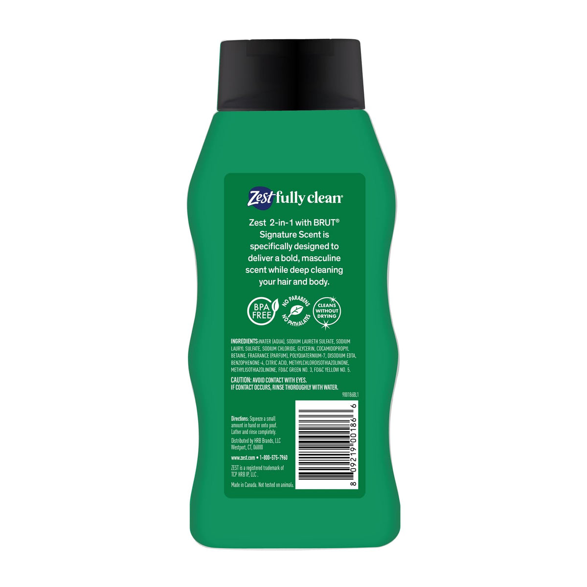 Zest Mens 2-in-1 Body Wash - Body Wash for Men - Cleanses Hair and Body - Refreshing Scent - Hydrating Shower Gel - Ideal for All Skin Types - 4 pc
