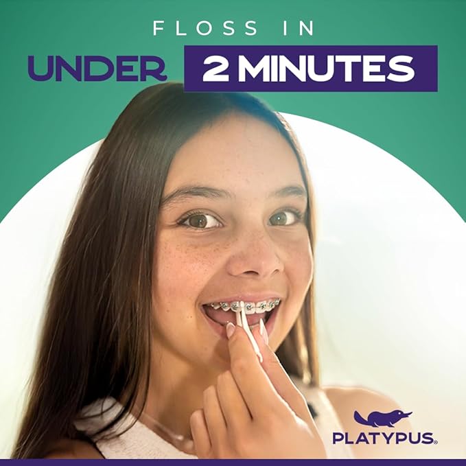 Platypus Orthodontic Flossers for Braces, 30 Count (Pack of 3), Ortho Picks for Adults & Kids, Fits Under Arch Wire, Non-Damaging, Encourage Flossing Habits