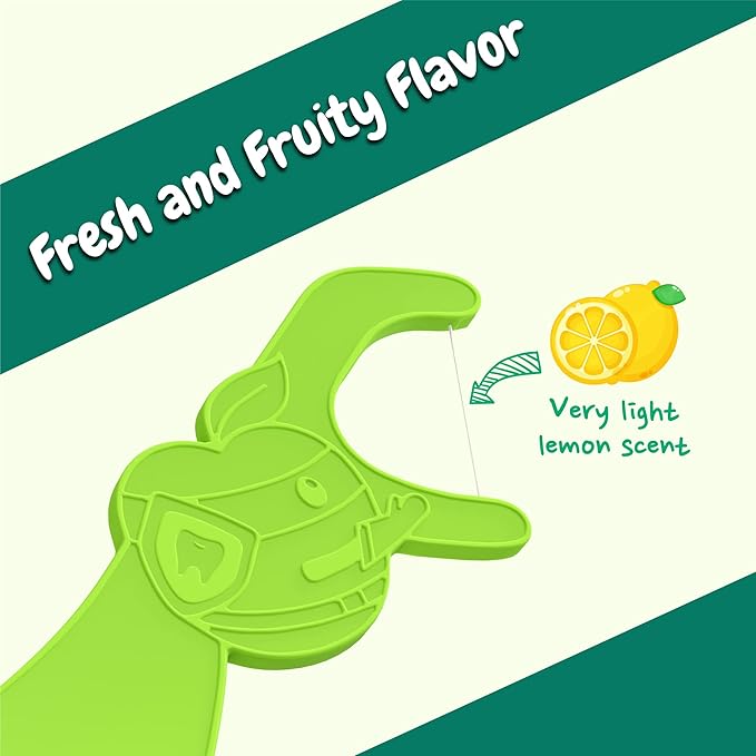 Dr. Ram's Fun Flexi Flossers for Kids - 300 Count Kids Dental Floss - Anti-Ouch Shape with Puzzle and Game - Light Citrus Fruit Scent Kid Floss