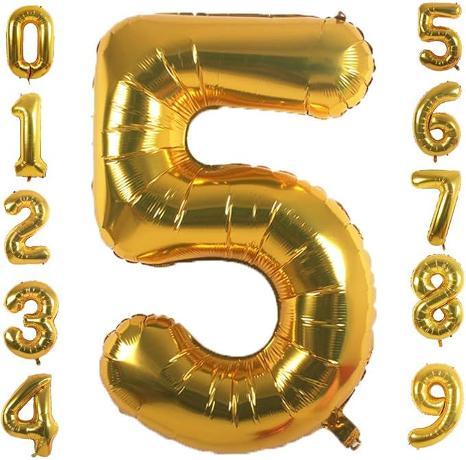Gold Foil Balloons Number 5, 42 inch