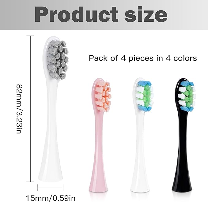 GTHUNDER Electric Rreplacement Toothbrush Heads Suitable for Oclean.with Hygienic Caps,Vacuum-Packed.Fits Adapted for All Oclean Models x pro Elite, X, X Pro,Flow,F1,Air 2-4Pcs(Black)