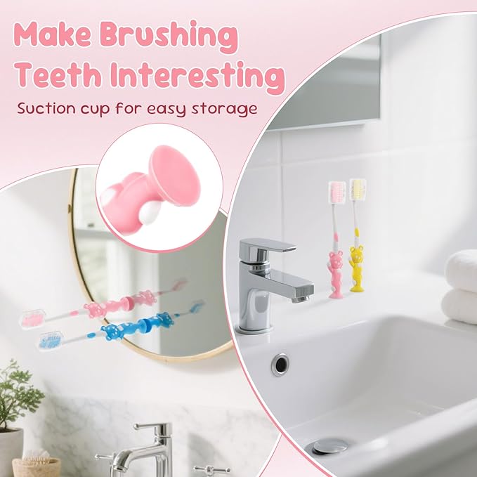 Toothbrushes for Kids In Bulk, Individually Wrapped Disposable Toothbrush Cute Manual Soft Bristles Children Toothbrush With Cover Suction Cup Toddler Toiletries Set for Home/School/Travel (200 Pack)