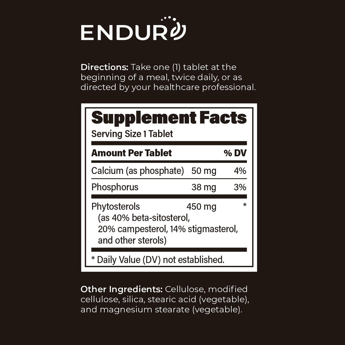 Endurance Products ENDUR - Phytosterols Plant Sterols Complex - 450 mg - Heart & Healthy Cholesterol Support, Prostate Health & Urinary Comfort Support - High-Potency - 180 Tablets