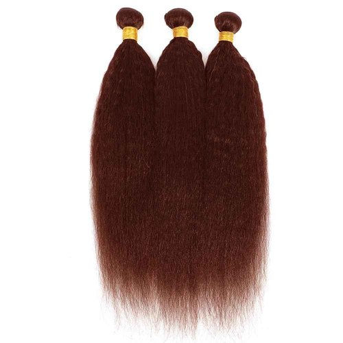 Giginger Brazilian Human Hair Bundles 18 20 22 Inch Brown Copper Red Yaki Wave 3 Bundles Human Hair Unprocessed Virgin Quick Weave Hair for Black Women