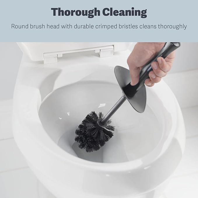 Casabella Toilet Bowl Brush with Canister Storage Caddy and Splashgaurd, Black