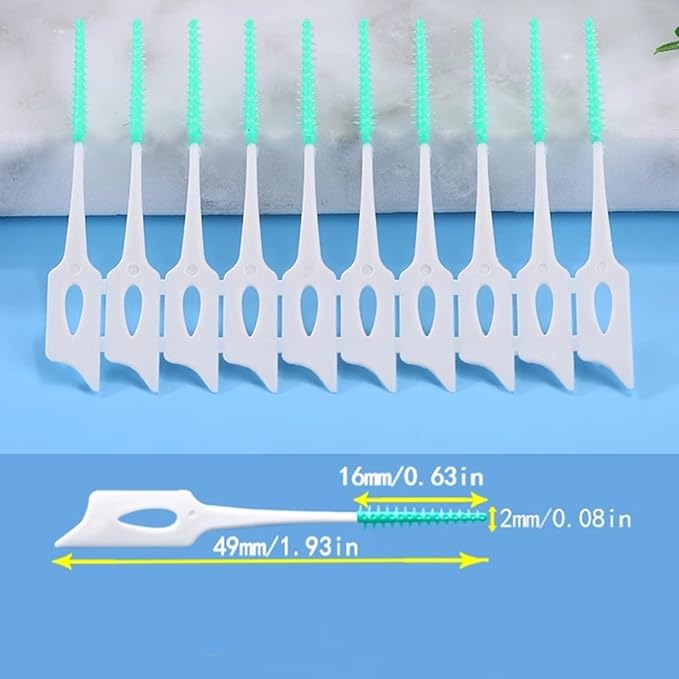 300 Pieces Dual-Use Interdental Brushes Soft Silicone, Disposable Dental Picks,Premium Dental Floss Picks for Effective Teeth Cleaning(300PCS Orange)
